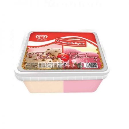 Walls Creamy Delights 2 in 1 Badami & Strawberry Tub 1.4 L