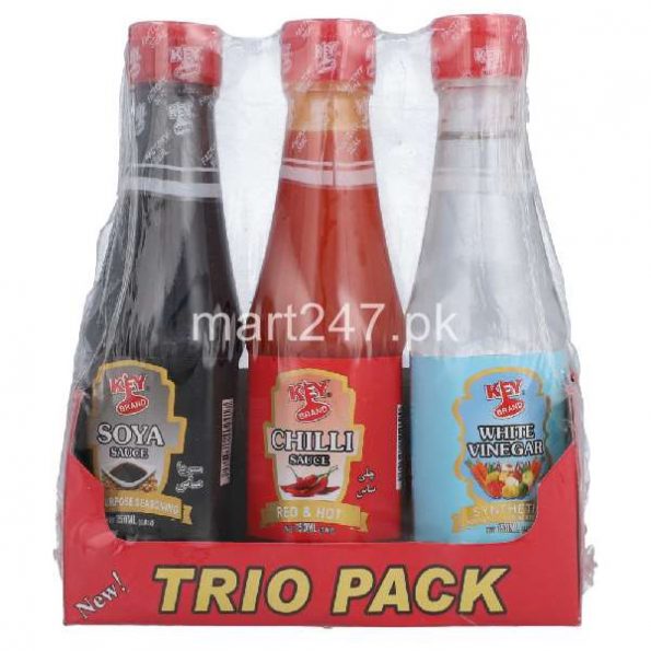 Key Brand Trio Pack Soya Sauce Chilli Sauce with free Vinegar