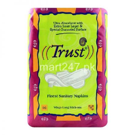 Trust Finest Sanitary Napkin 16 Pcs Regular Long Stick Ons
