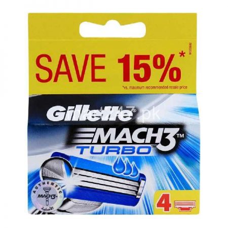 Gillette Mach 3 Turbo 4 Pcs Cartridget